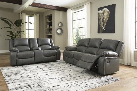 Calderwell Gray Reclining Sofa and Loveseat 77103