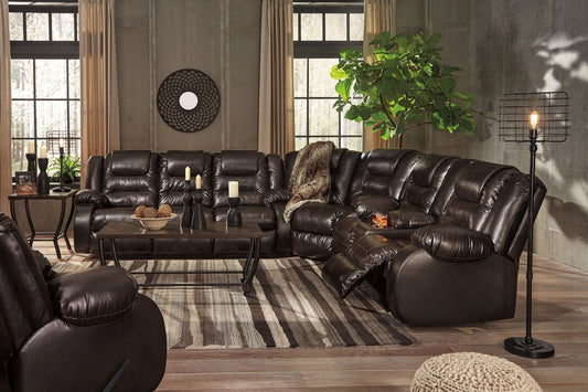 Vacherie Chocolate 3pc Reclining Sectional | 79307