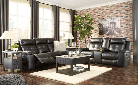 Kempten Black Reclining Sofa and Loveseat 82105