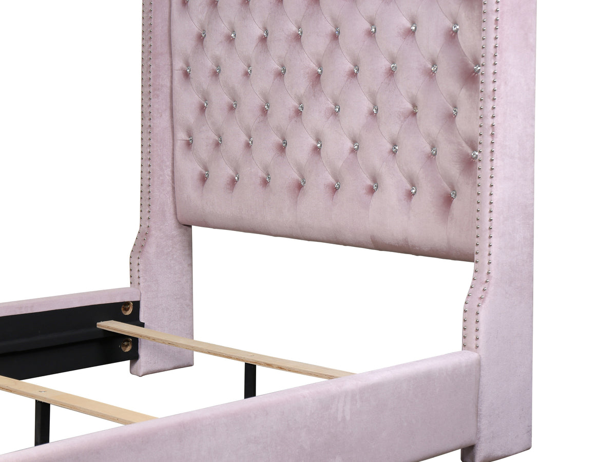 Franco Pink Velvet Queen Upholstered Bed SH228