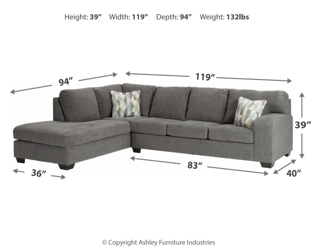 Dalhart Charcoal 2-Piece LAF Sectional with Chaise | 85703