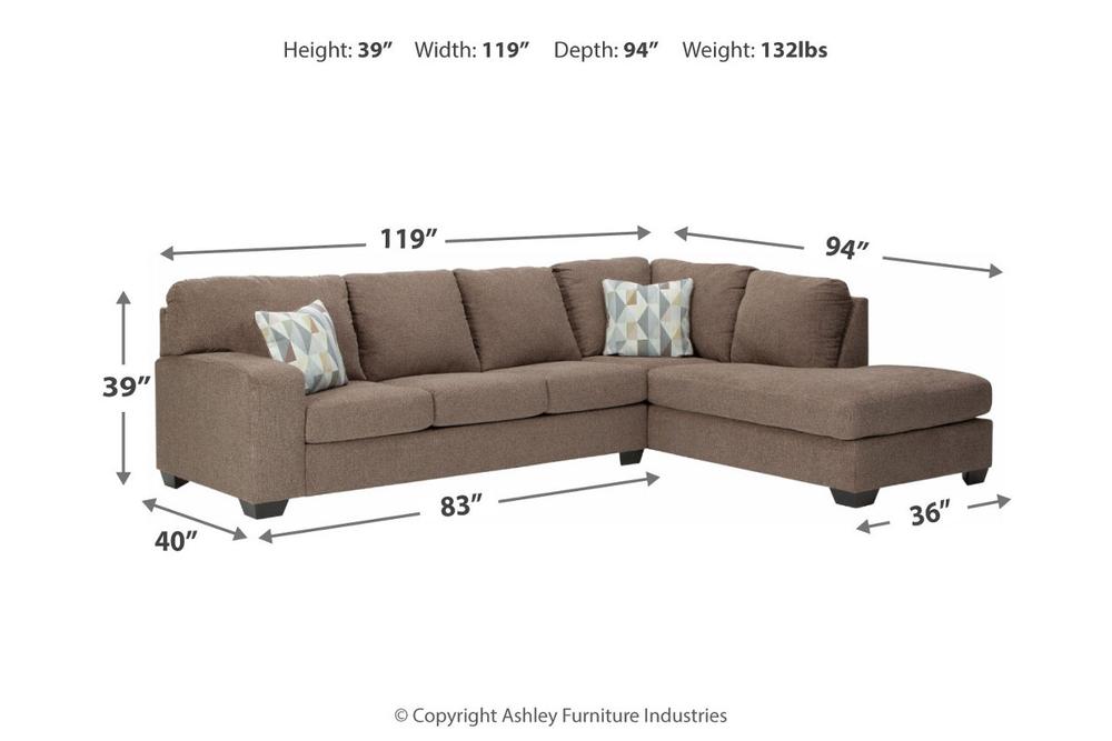 Dalhart Hickory 2pc RAF Sectional 85704