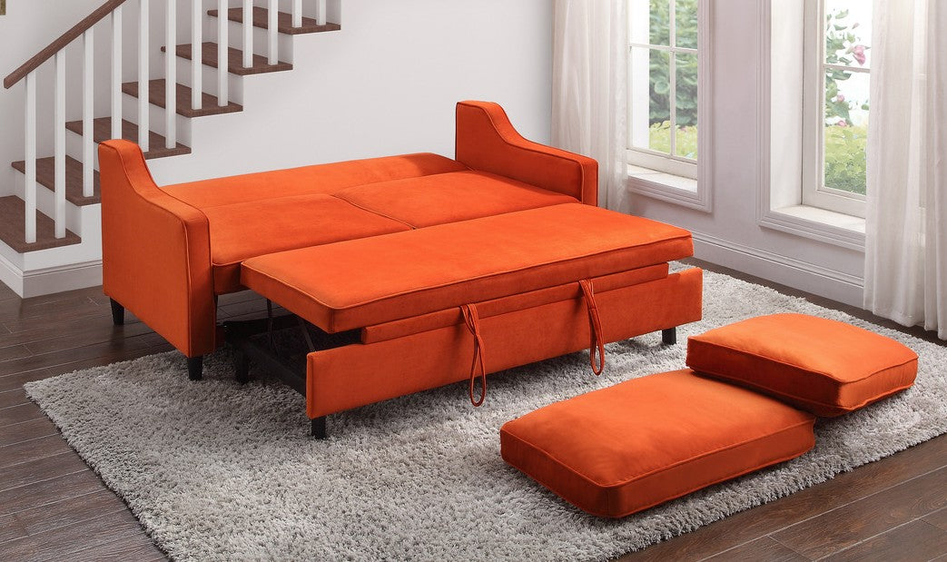 Winston Orange Sofa With Pull-Out Bed 9428