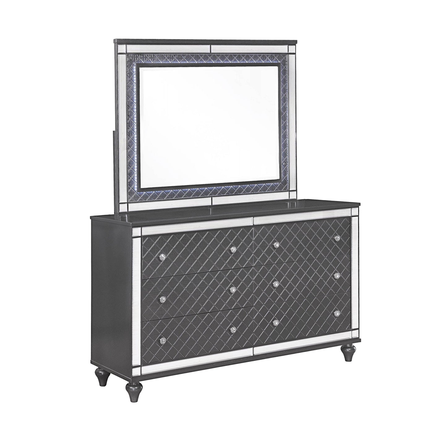 Refino Gray LED Upholstered Panel Bedroom Set | B1670