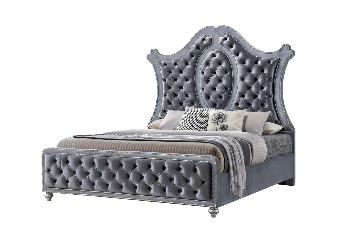 Cameo Gray Upholstered Panel Bedroom Set B2100