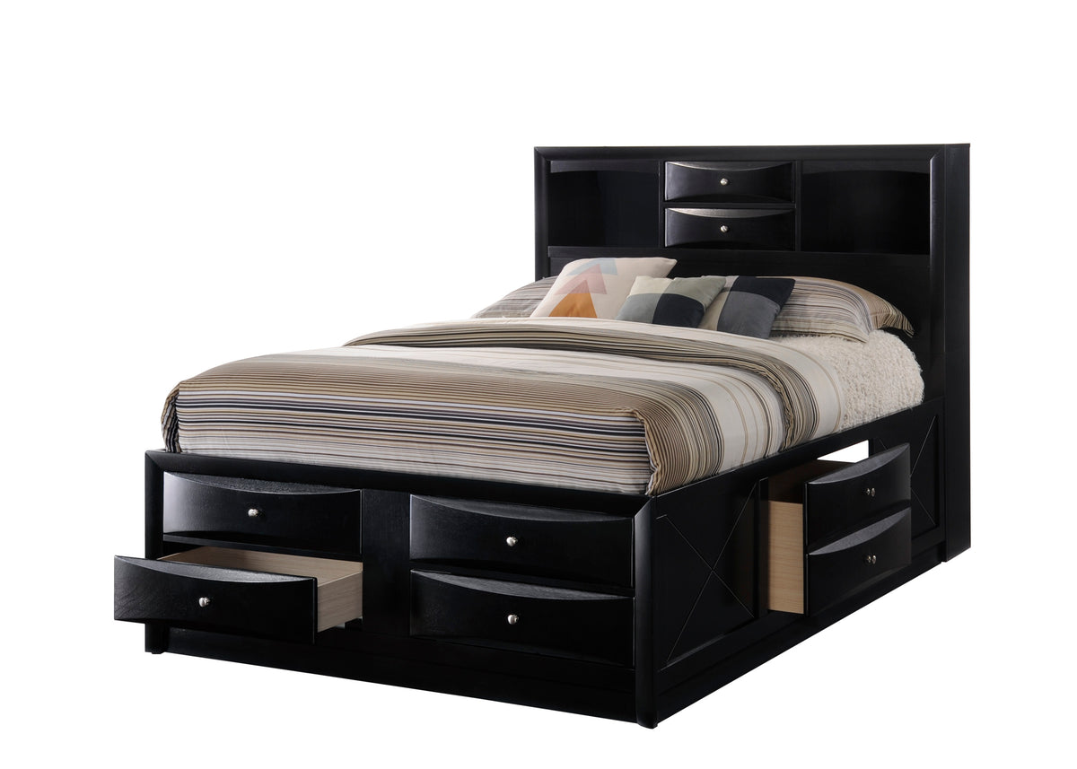 Emily Black Storage Platform Bedroom Set | B4285 - Harwin Furniture