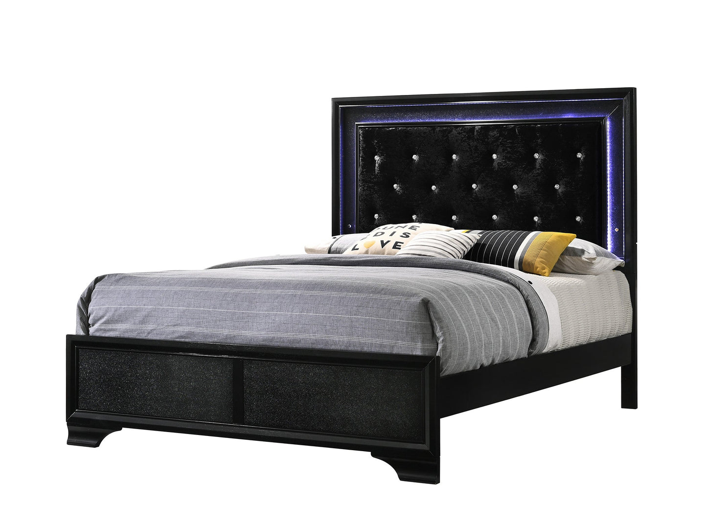 Micah Black LED Upholstered Panel Bedroom Set B4350