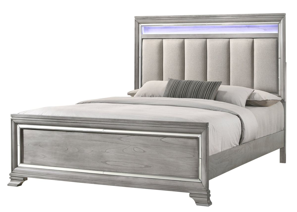 Vail  Led Gray Upholstered Panel Bedroom Set |B7200