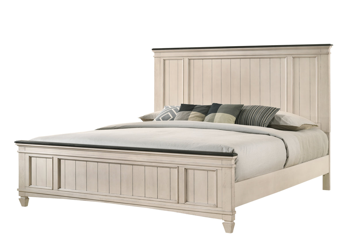 Sawyer Antique White/Brown Panel  Bedroom Set | B9100