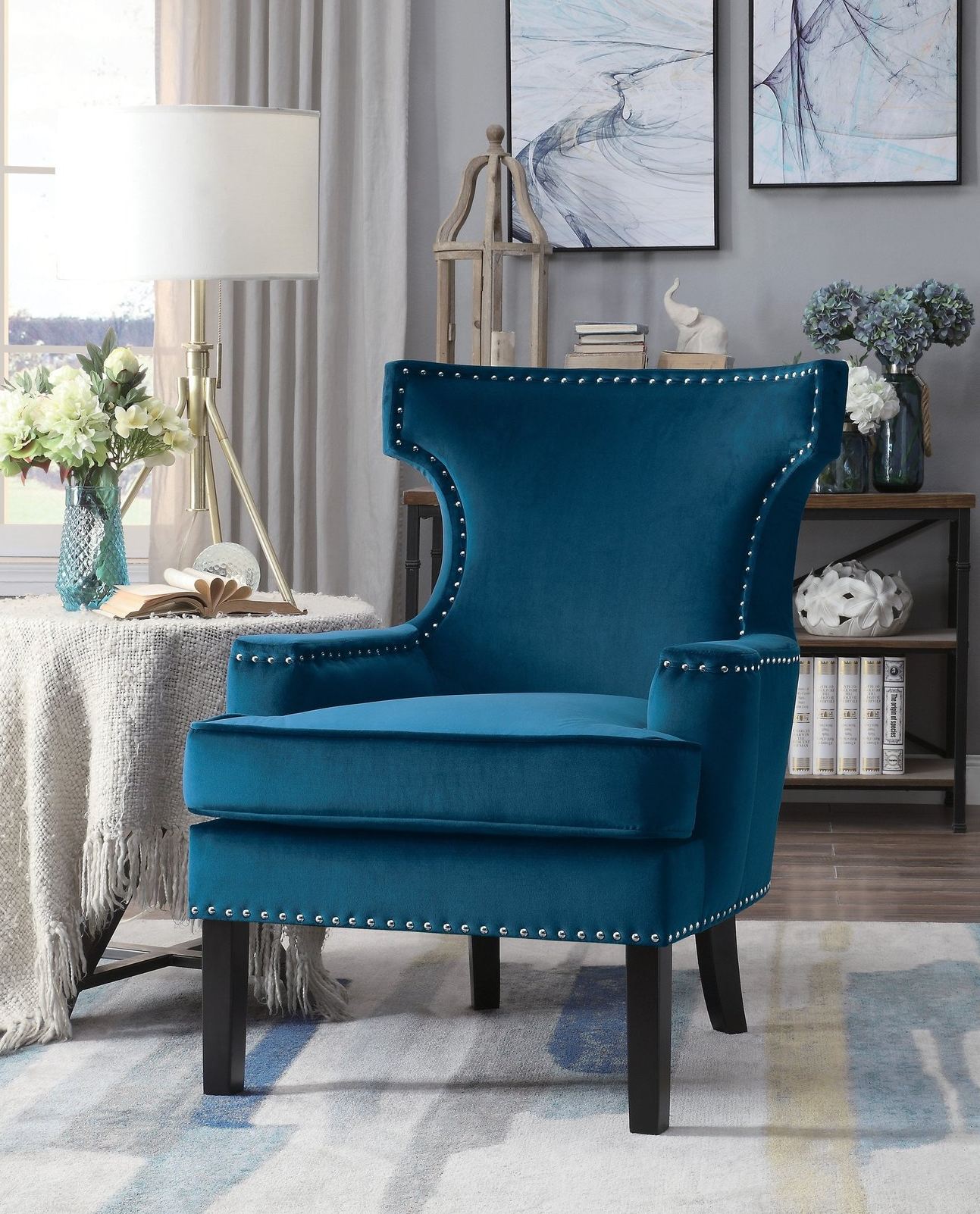 Lapis Blue Velvet Accent Chair 1190