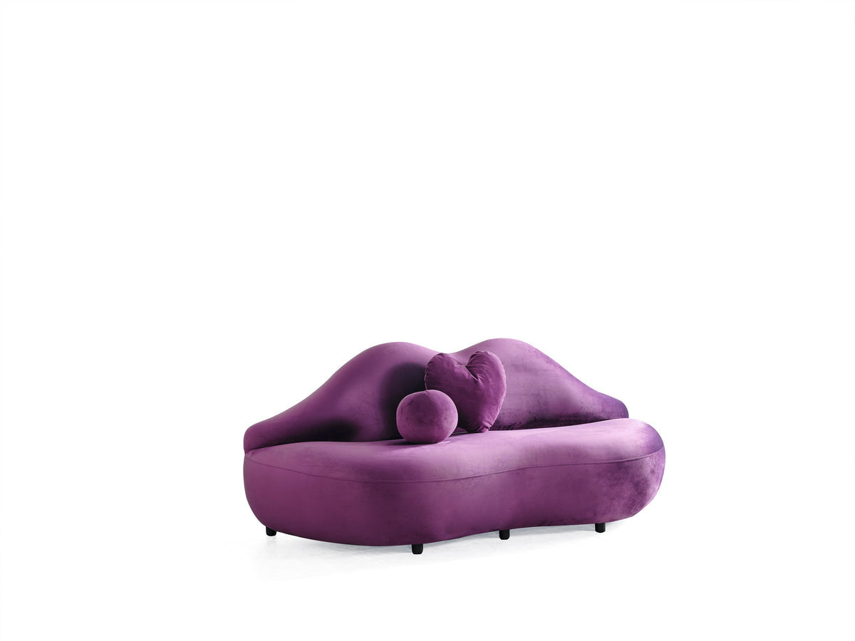 Lips Purple Velvet Loveseat