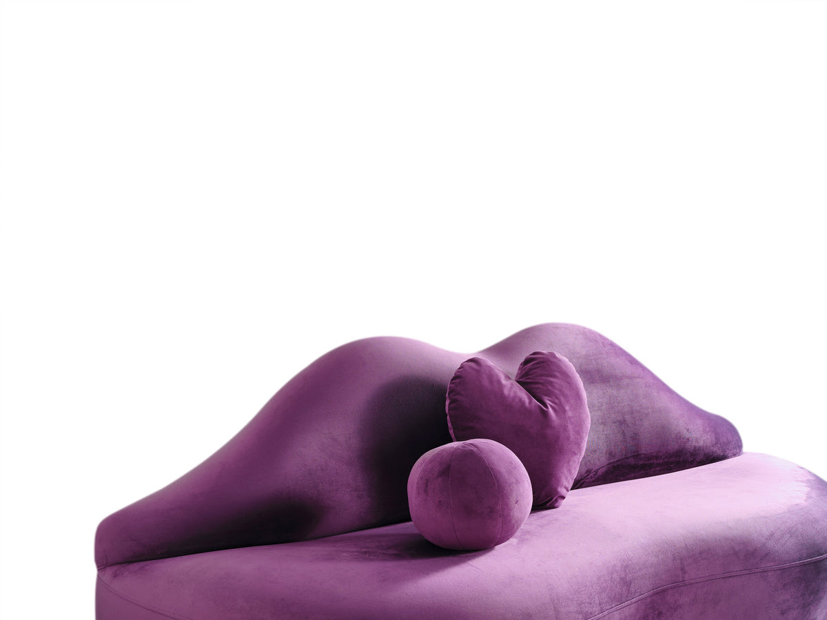 Lips Purple Velvet Loveseat