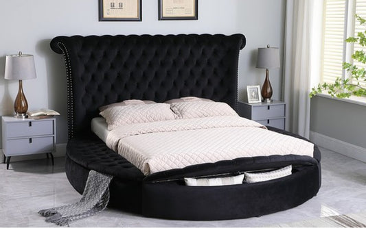 Lux Black Velvet King Bed B8008