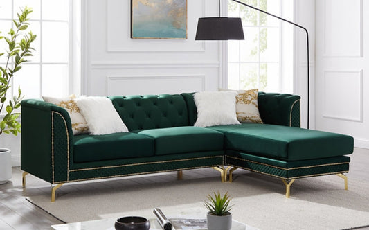 Zia Emerald  Velvet Reversible Sectional S8181