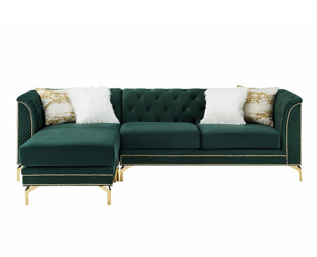 Zia Emerald  Velvet Reversible Sectional S8181