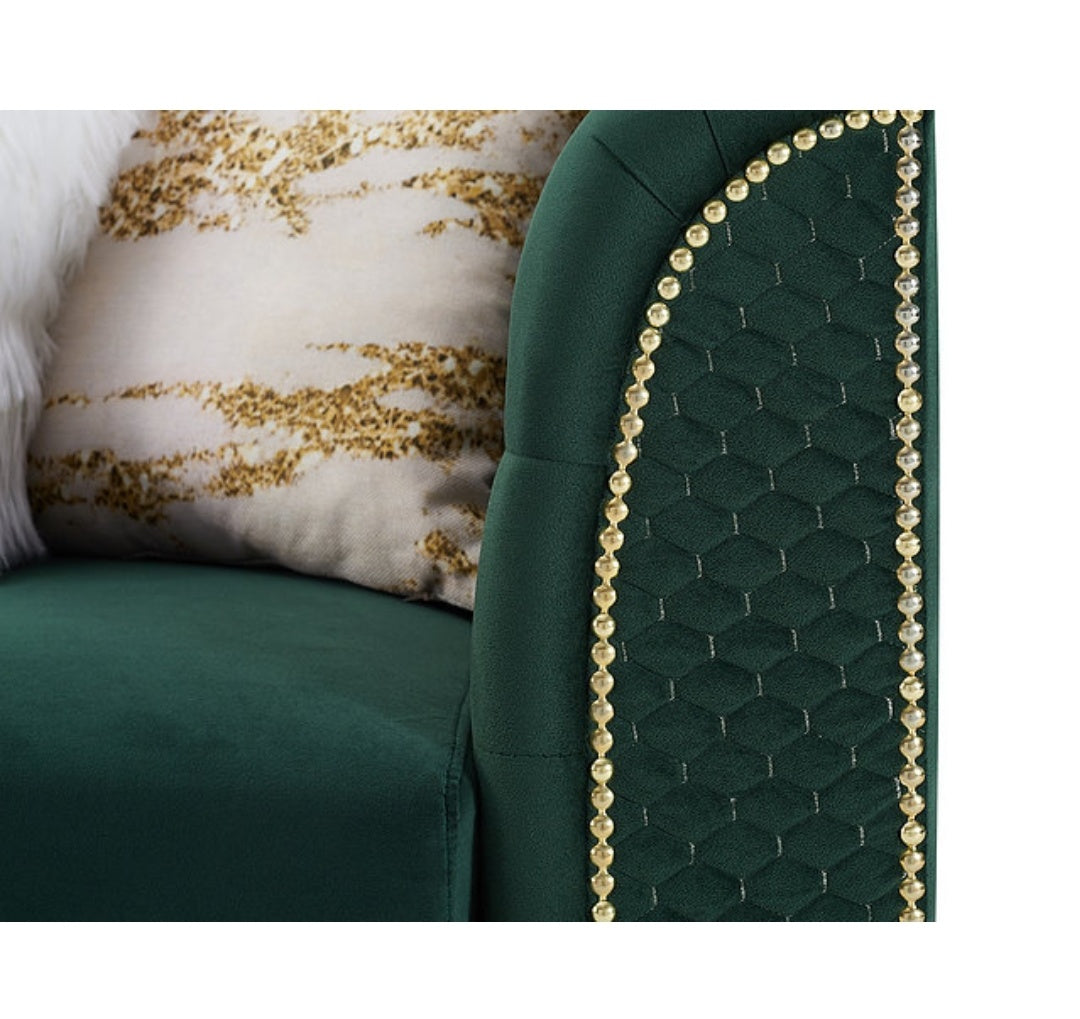 Zia Emerald  Velvet Reversible Sectional S8181