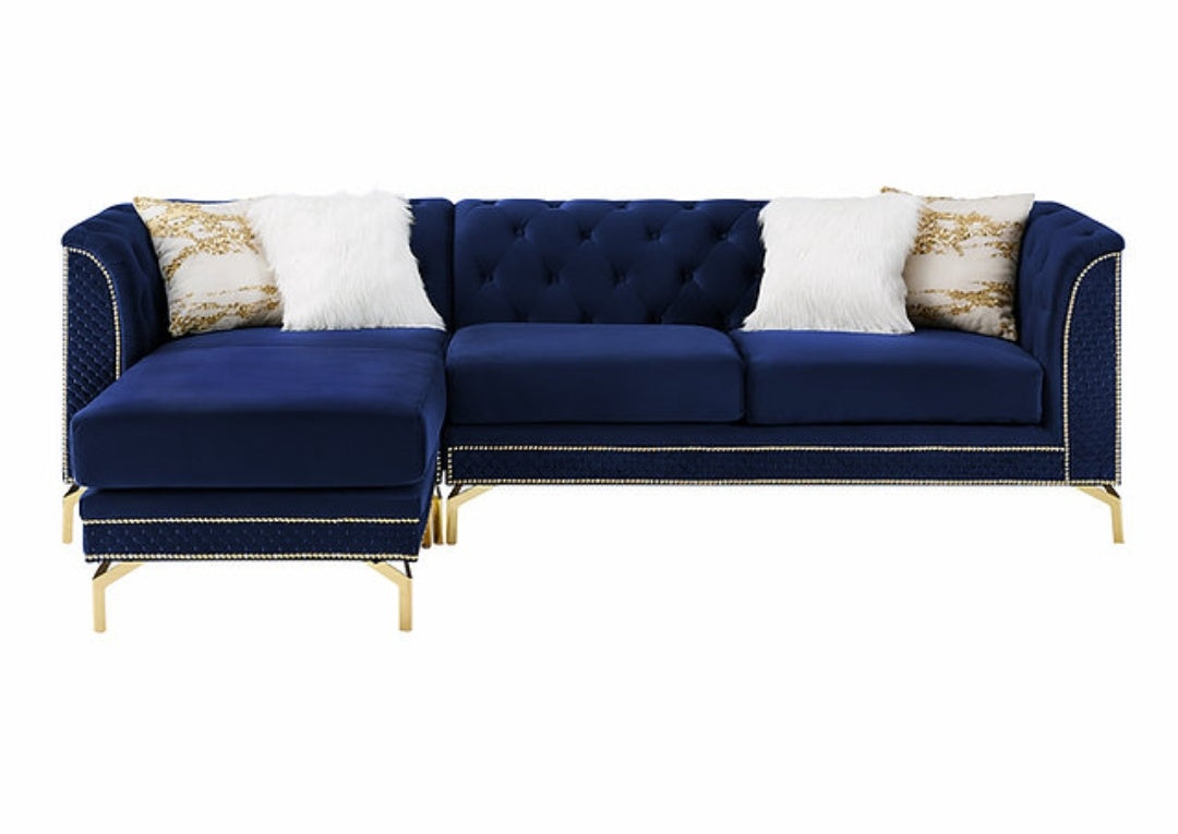 Zia Blue Velvet Reversible Sectional S8181