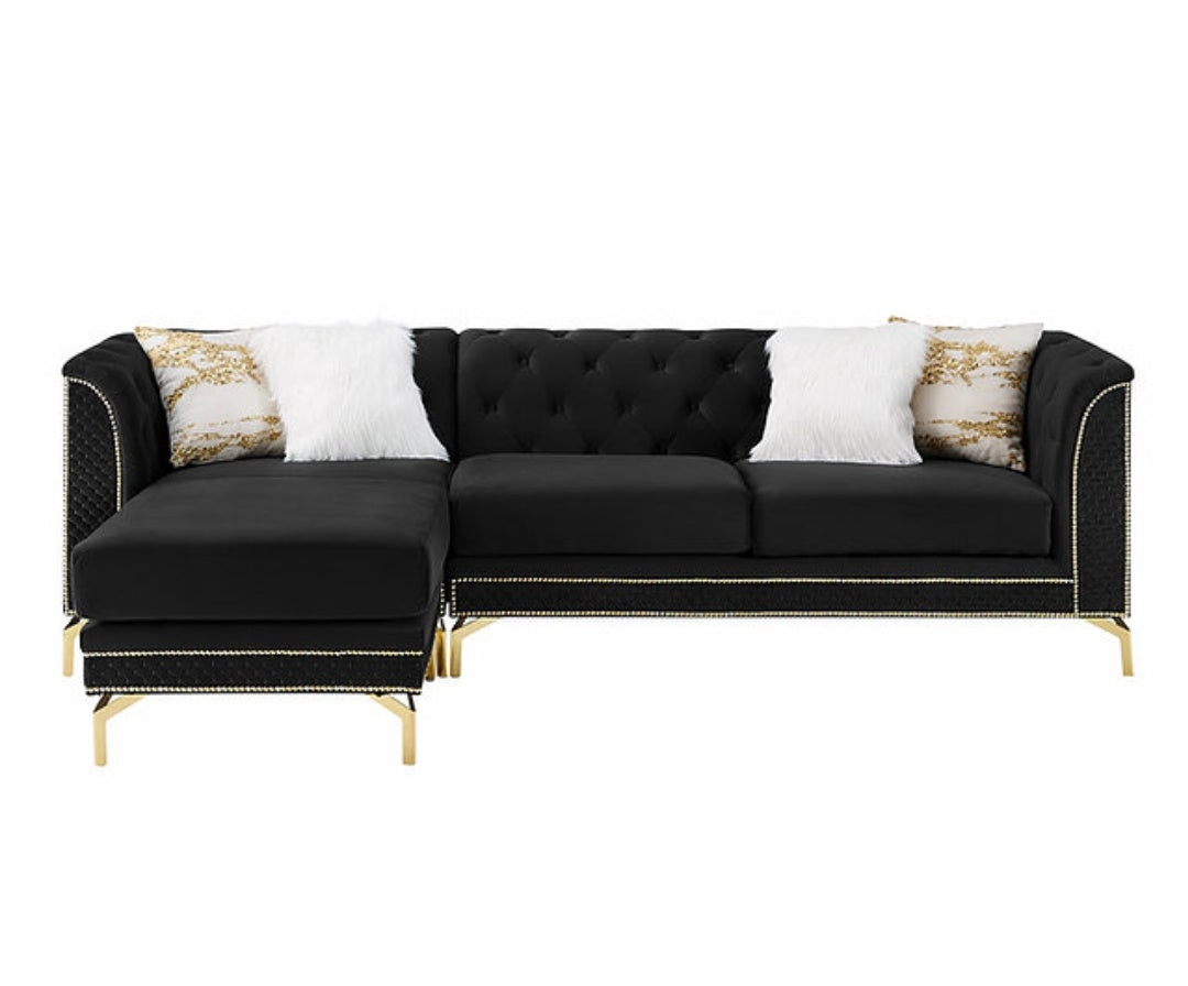 Zia Black Velvet Reversible Sectional S8181