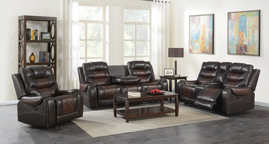 Phoenix 2Tone Brown 3pc Reclining Set S1987