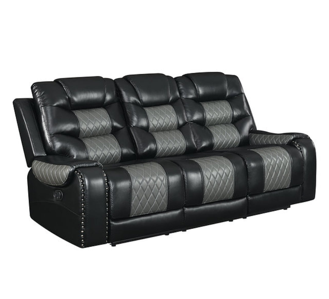 Phoenix 2Tone Black/Grey 3pc Reclining Set S1087