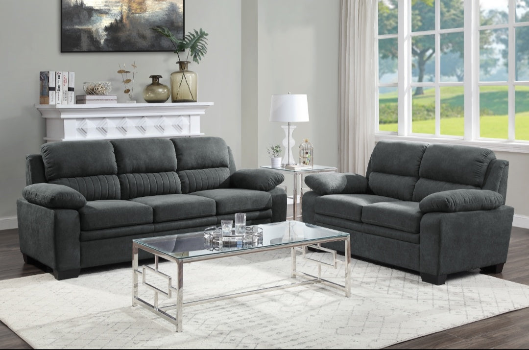 Holleman Darkgrey Sofa and Loveseat 9333