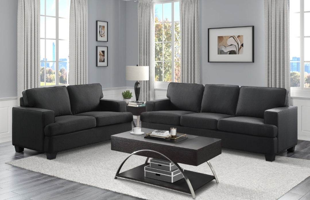 Elmont Black Sofa and Loveseat 9327