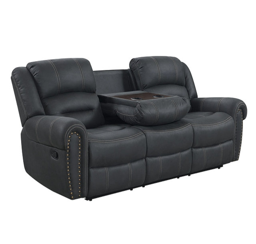 Houston Grey Fabric Reclining Sofa and Loveseat S8007