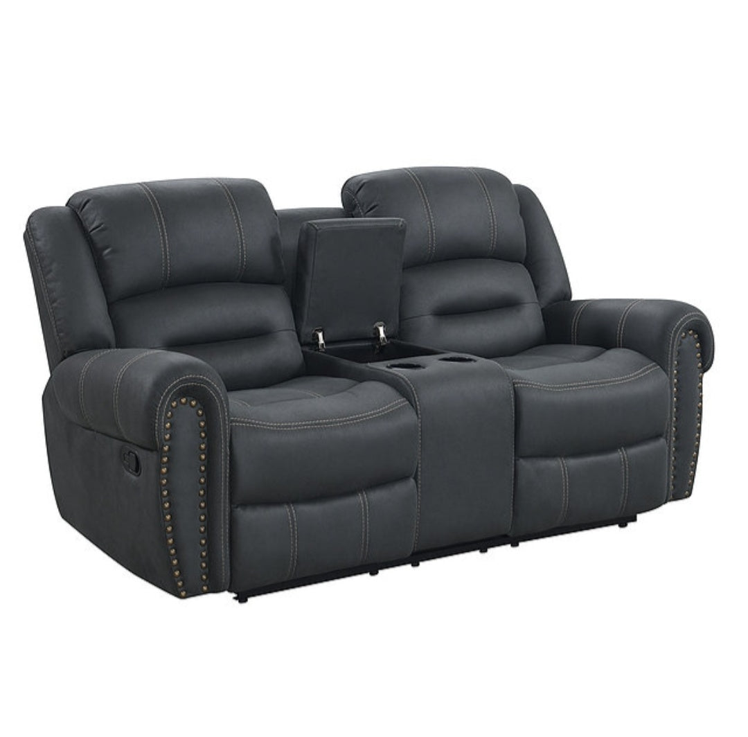 Houston Grey Fabric Reclining Sofa and Loveseat S8007