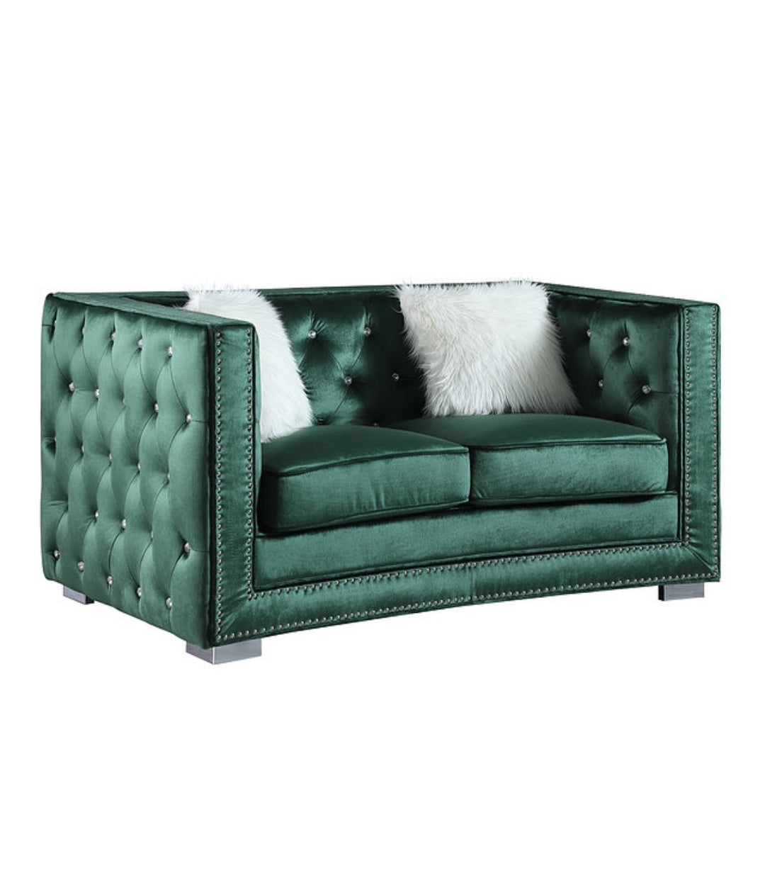 ParisII Green Velvet Sofa and Loveseat S4112