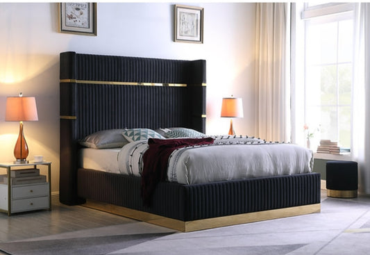 Aspen Black Velvet King Bed B786