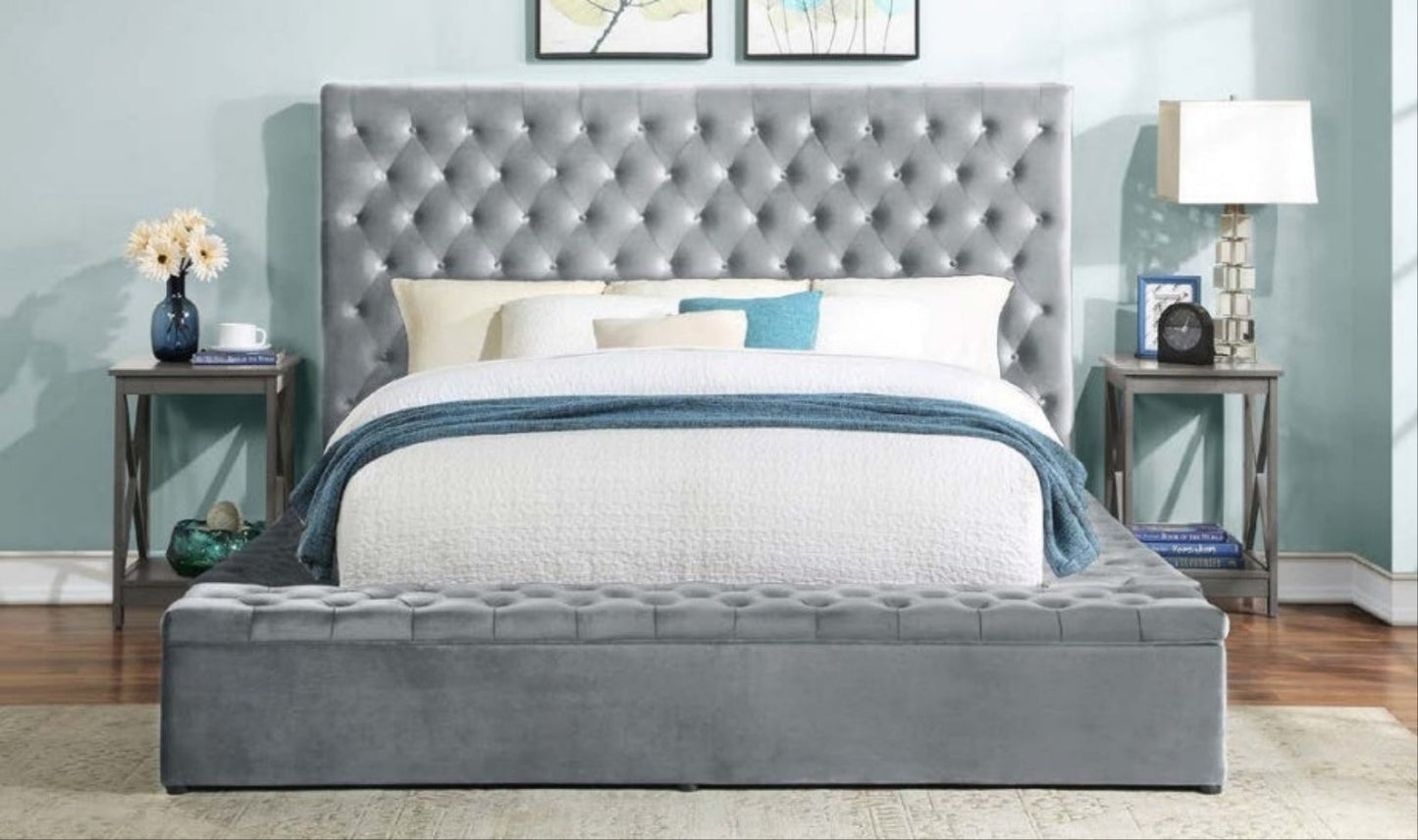 Ally Grey Velvet King Bed SH250