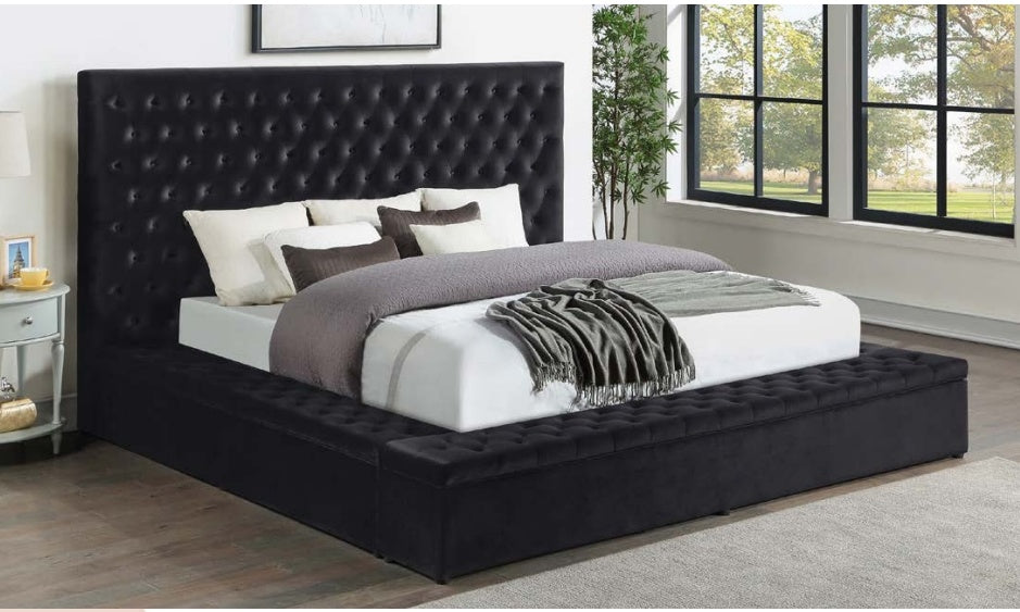 Ally Black Velvet King Bed SH250