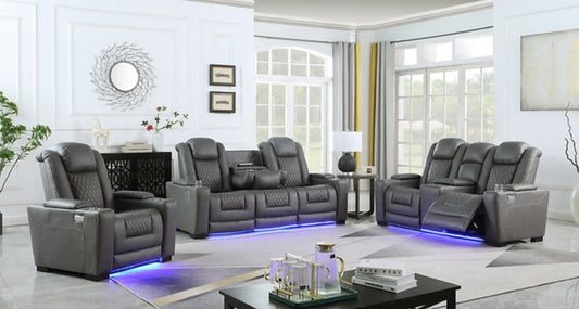 Ash Grey POWER/LED 3pc Reclining Set S9303