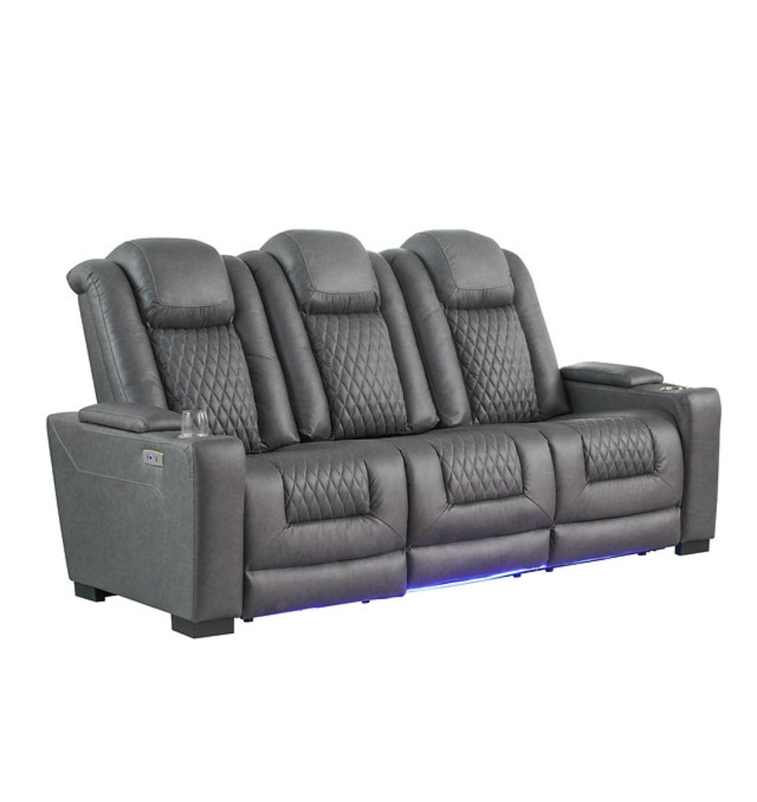 Ash Grey POWER/LED 3pc Reclining Set S9303