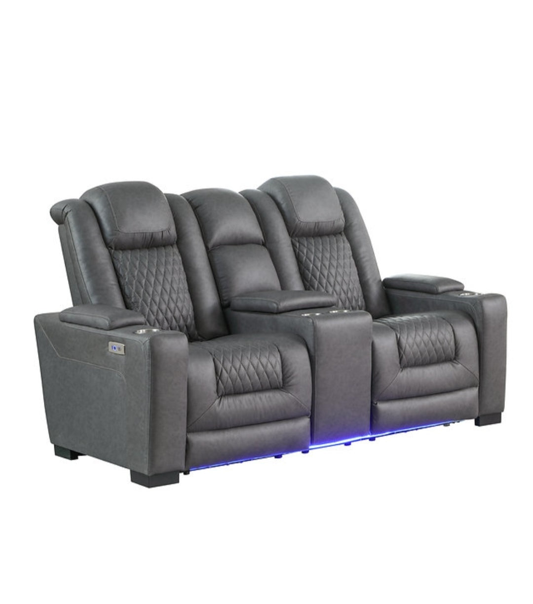 Ash Grey POWER/LED 3pc Reclining Set S9303