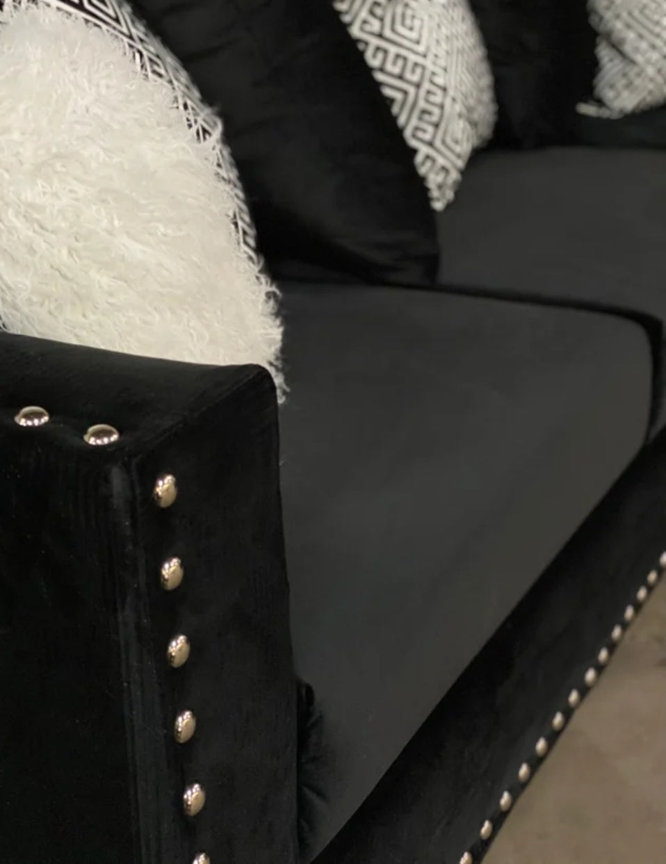 Rosa Black Velvet Sofa and Loveseat 210