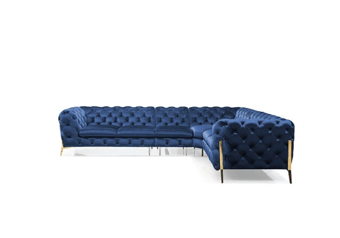 Lori Blue Velvet Sectional MI 1346A