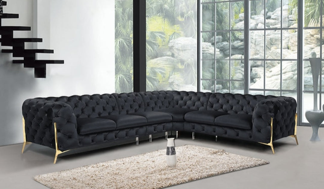 Lori Black Velvet Sectional MI 1346A