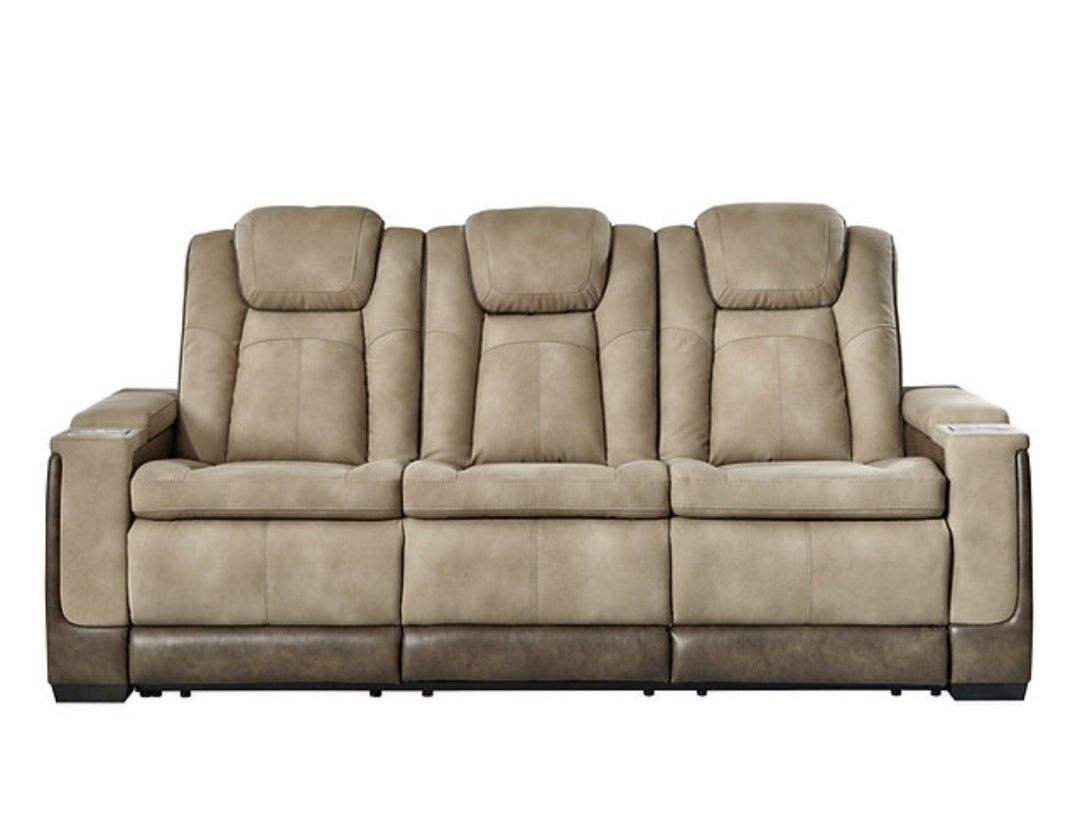 Next-Gen Durapella Sand POWER Reclining Sofa and Loveseat 22003