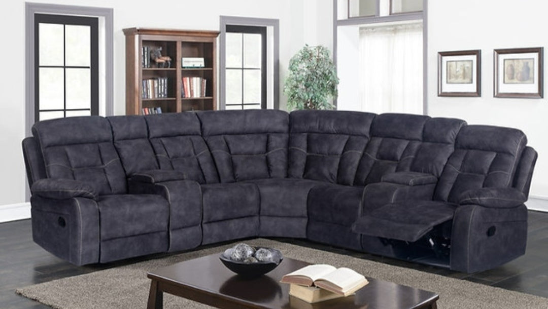 Jayden Grey Microfiber Reclining Sectional S7801