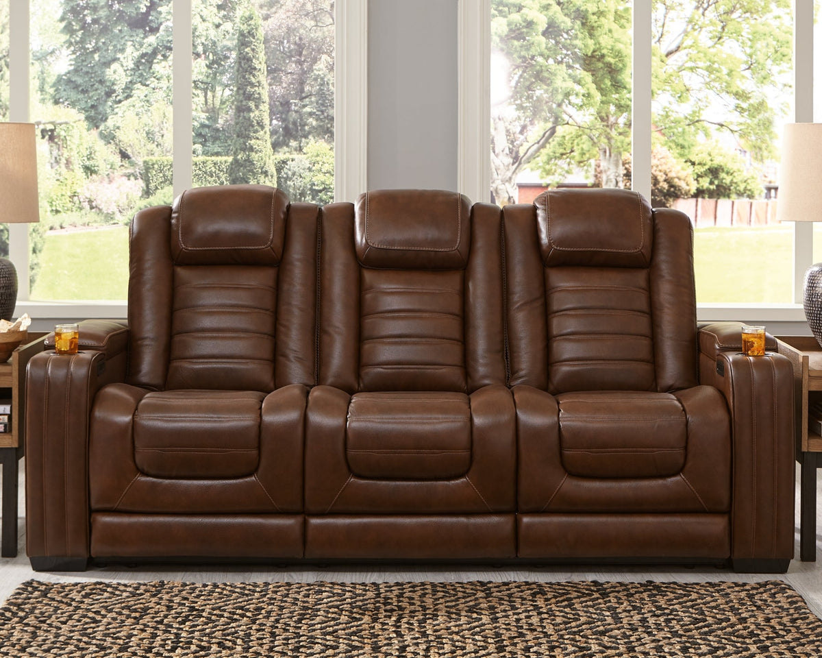 Backtrack Chocolate POWER/AIR MASSAGE/GENUINE LEATHER Reclining Sofa and Loveseat U2800415