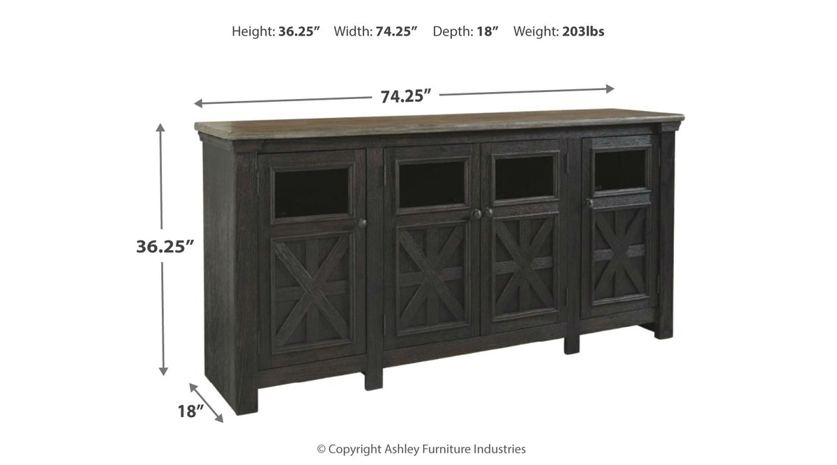 Tyler Creek Black/Gray 74" TV Stand | W736-68