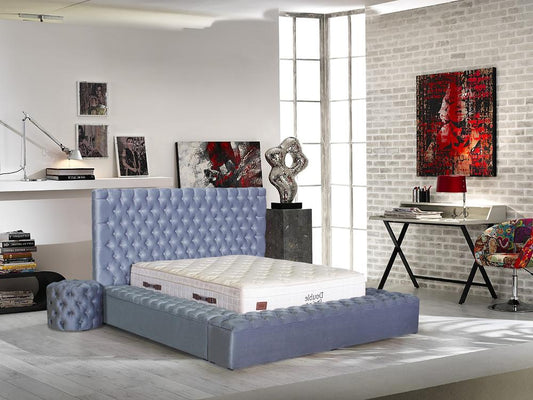 Aria Velvet Gray King Storage Platform Bed