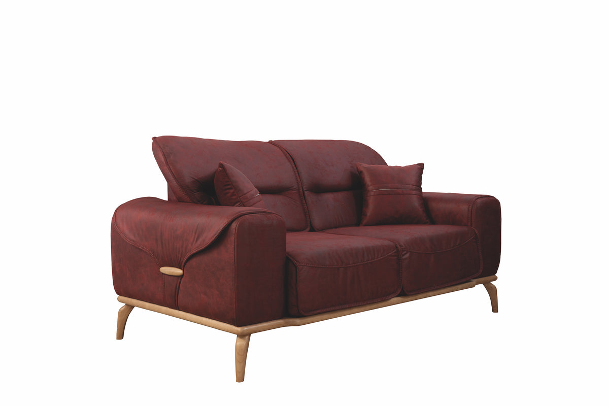 Oslo Burgundy Leather Sofa & Loveseat -