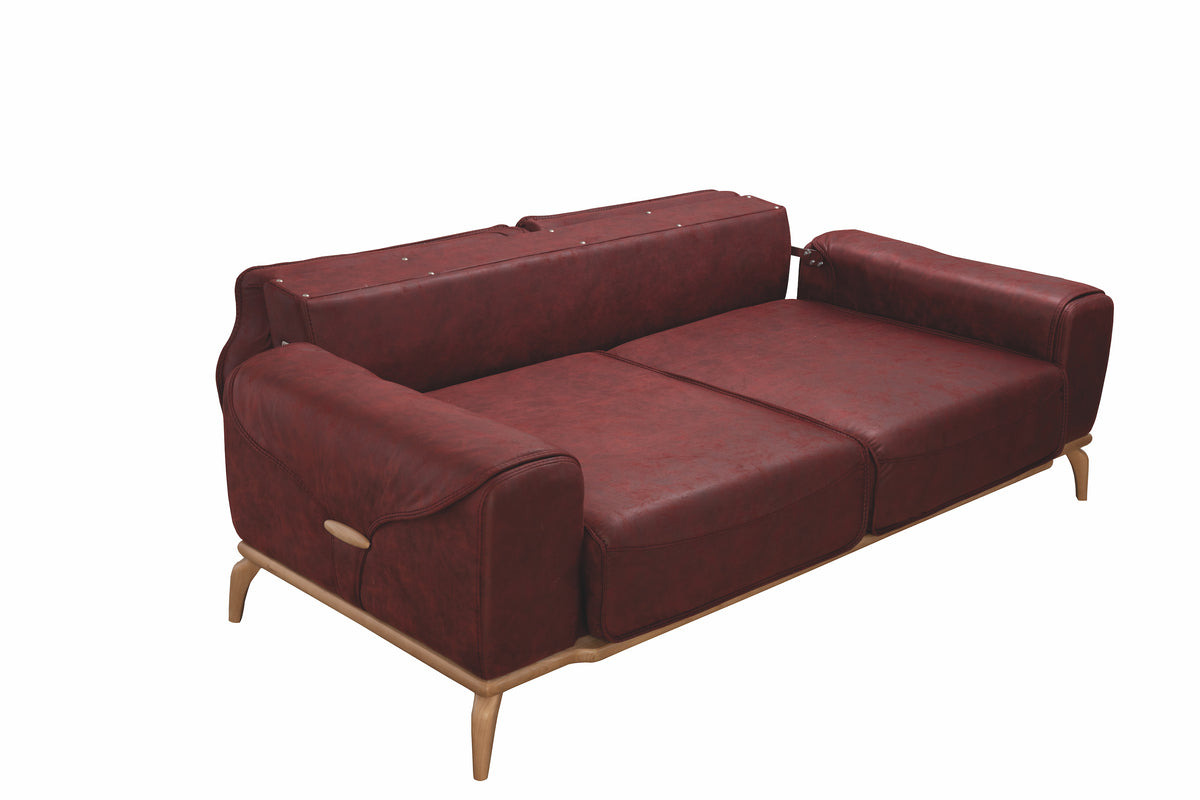 Oslo Burgundy Leather Sofa & Loveseat -