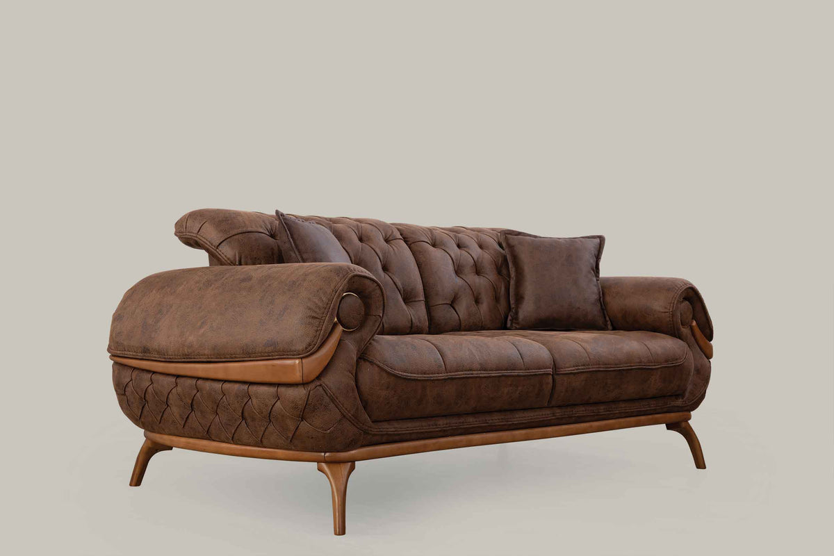 Boston Dark Brown Leather Sofa & Loveseat