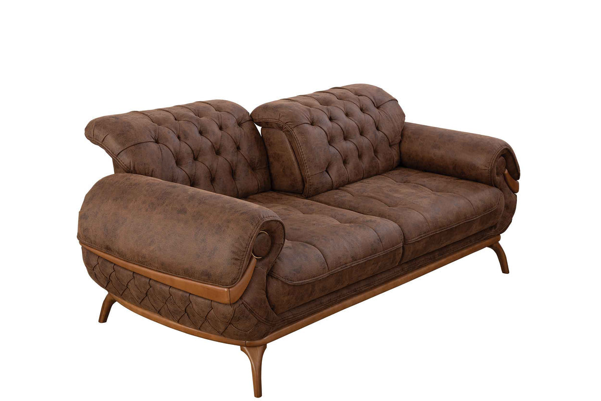 Boston Dark Brown Leather Sofa & Loveseat