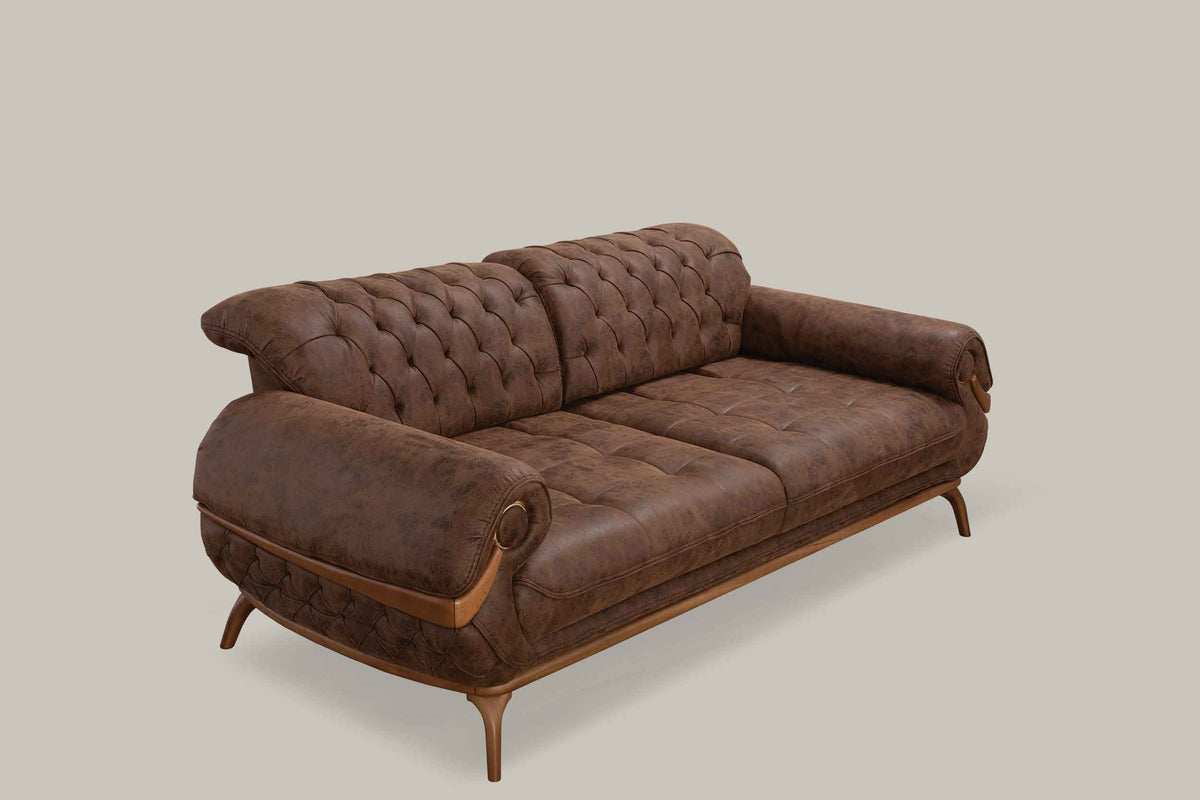 Boston Dark Brown Leather Sofa & Loveseat