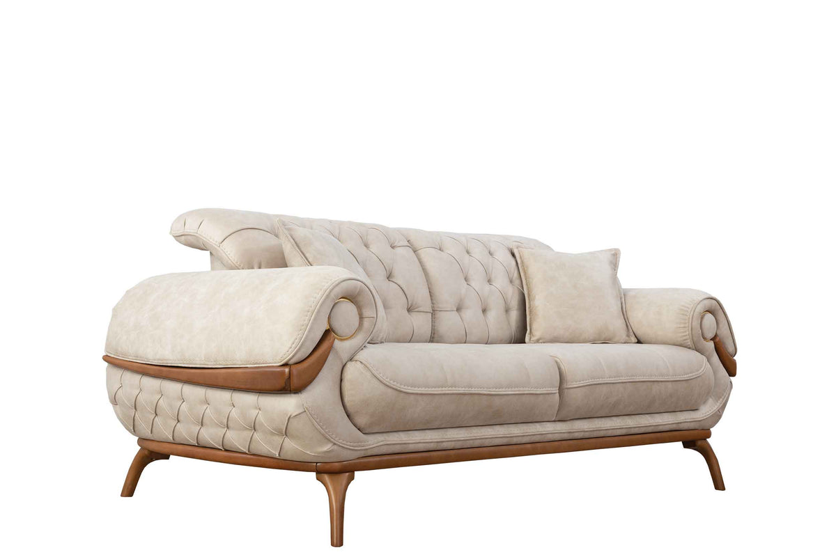 Boston Cream Leather Sofa & Loveseat