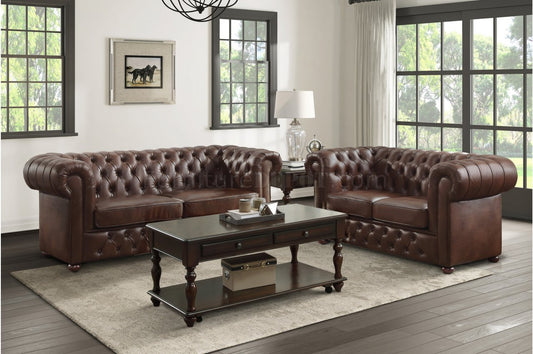 Tiverton Brown Sofa & Loveseat Set 9335